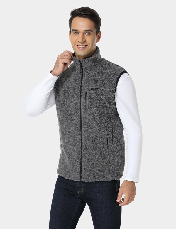Ororo (Open-box) Men's Heated Recycled Fleece Vest - Gray (Battery Set Not I