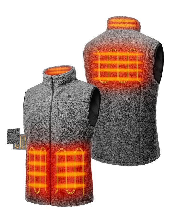 ororo (Open-box) Men's Heated Recycled Fleece Vest - Gray (Battery Set Not I