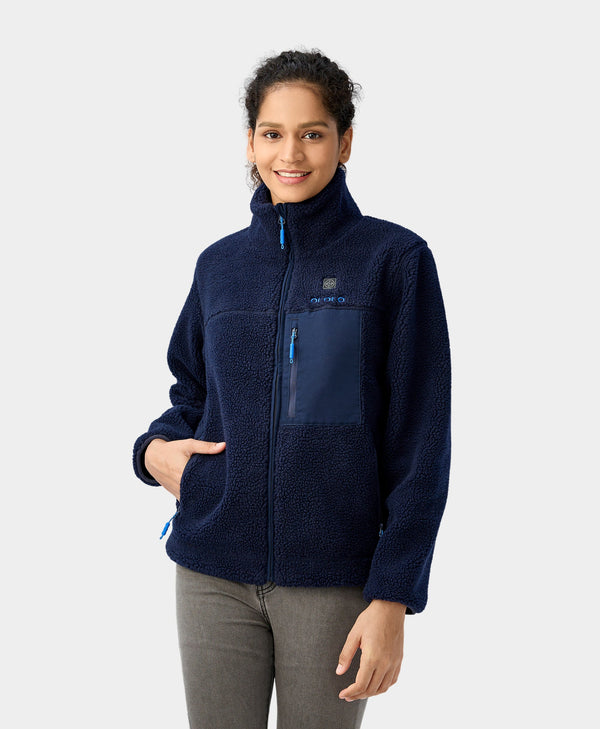 Ororo (Open-Box) Women's Colorblock Recycled Fleece Heated Jacket (Battery S