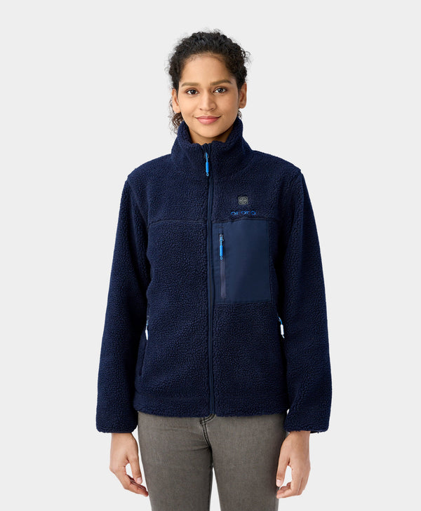 Ororo (Open-Box) Women's Colorblock Recycled Fleece Heated Jacket (Battery S