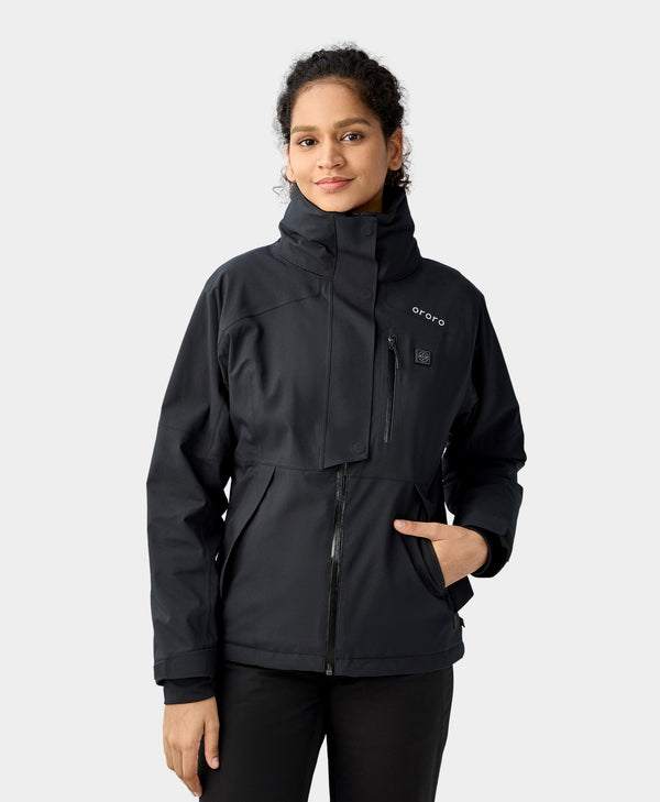 ororo (Open-box) Women's Waterproof Heated Ski Jacket - Black/Blue (Battery