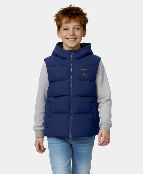 Ororo Kids' 4-Zone Hooded Heated Down Vest | Ororo