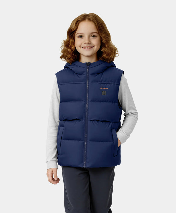 ororo Kids' 4-Zone Hooded Heated Down Vest | ororo