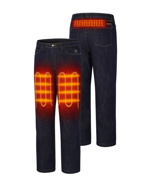 Ororo Men's 3-Zone Heated Denim Pants | Ororo