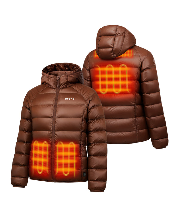Ororo Women's 4-Zone Packable Heated Down Jacket | Ororo