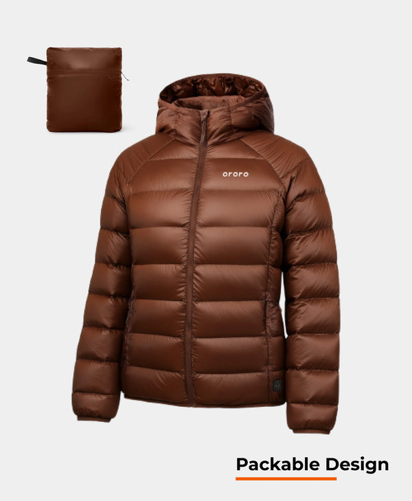 Ororo Women's 4-Zone Packable Heated Down Jacket | Ororo