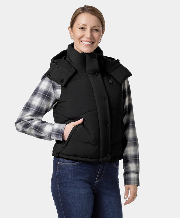 Ororo Women's Cropped Heated Down Vest With Collar Heating | Ororo®