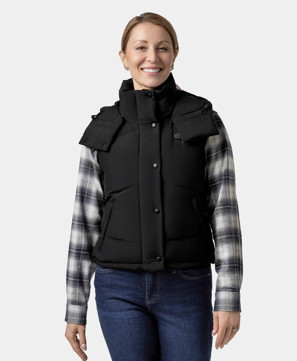 ororo Women's Cropped Heated Down Vest with Collar Heating | ororo®