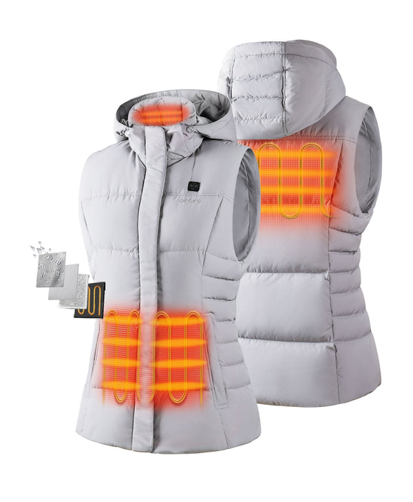 Ororo Women's Heated Down Vest - Black/Gray | 4 Heating Zones | Ororo®