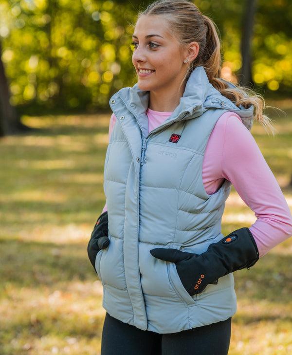 Ororo Women's Heated Down Vest - Black/Gray | 4 Heating Zones | Ororo®