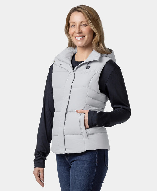 Ororo Women's Heated Down Vest - Black/Gray | 4 Heating Zones | Ororo®