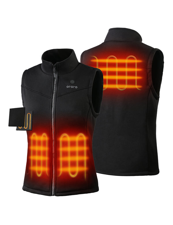 Ororo Women's Heated Fleece Vest- Black (3 Heating Zones) | Ororo®