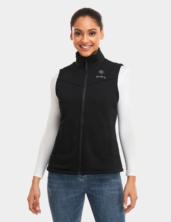 ororo Women's Heated Fleece Vest- Black (3 Heating Zones) | ororo®