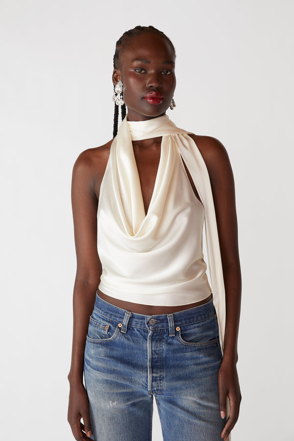 Orseund Iris Cowl Neck Halter Top
