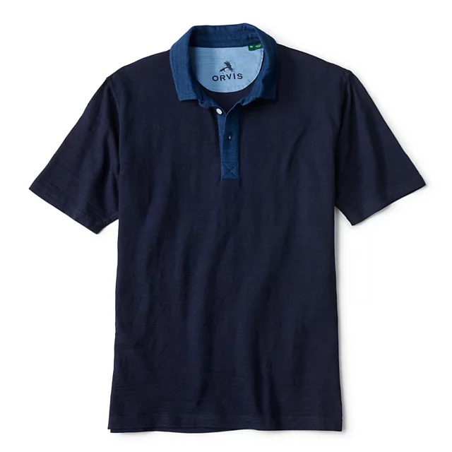 orvis Angler’s Indigo Colorblock Polo DARK/DENIM INDIGO