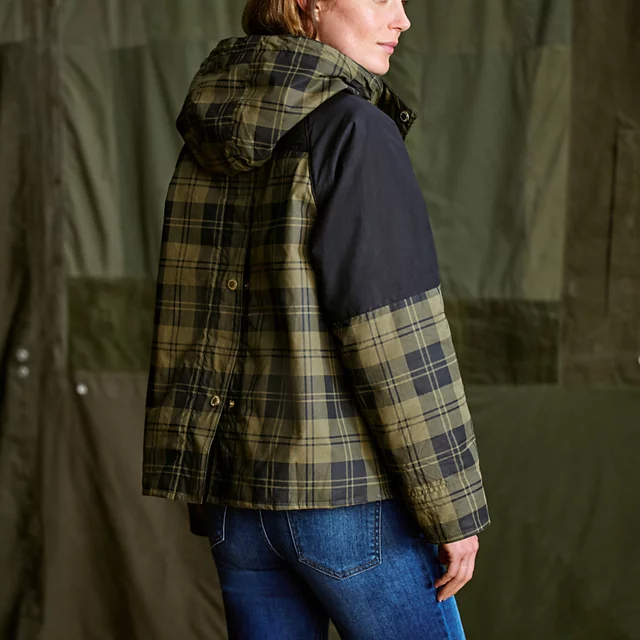 Orvis Barbour® Elaine Showerproof Jacket OLIVE CHECK/BLACK