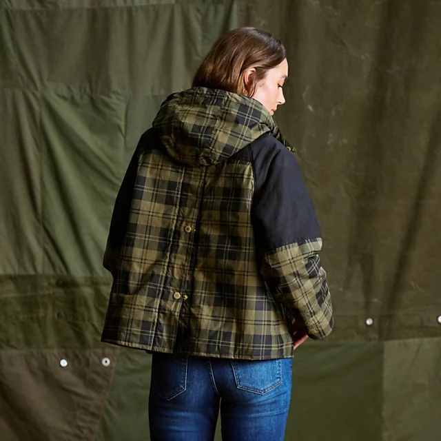 Orvis Barbour® Elaine Showerproof Jacket OLIVE CHECK/BLACK