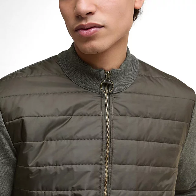 Orvis Barbour® Essential Carn Baffle Zip-Through Knitted Sweater OLIVE