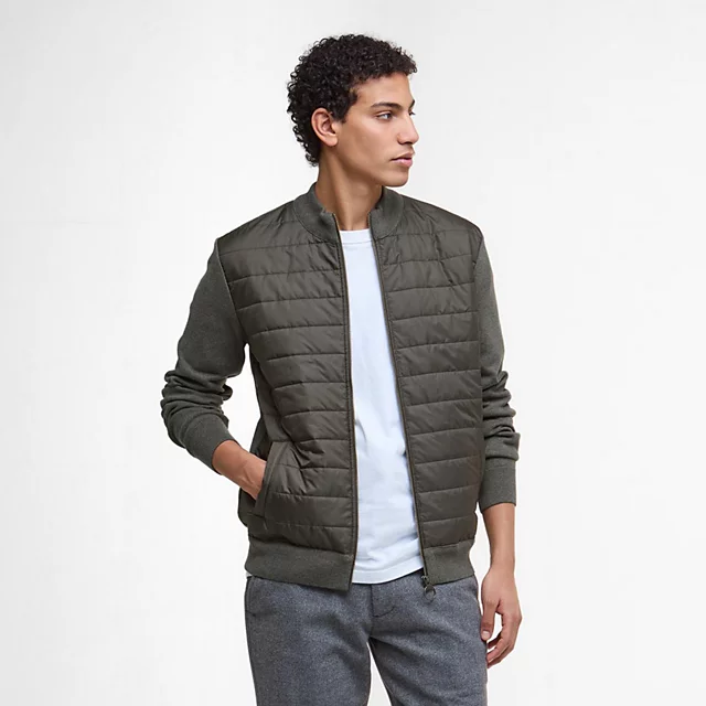 Orvis Barbour® Essential Carn Baffle Zip-Through Knitted Sweater OLIVE