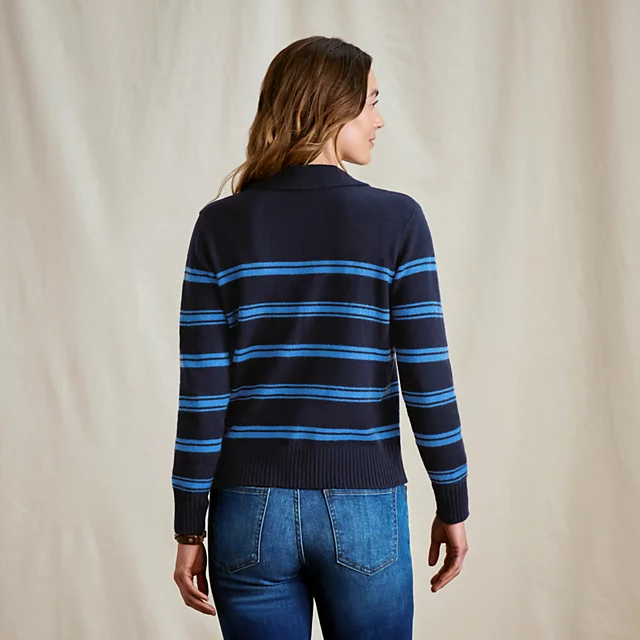 Orvis Brookside Striped Polo Sweater NAVY/BLUE JAY STRIPE