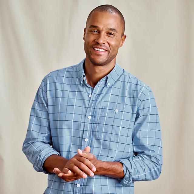 Orvis Country Twill Long-Sleeve Button-Down Shirt BLUE JAY/TRUE NAVY