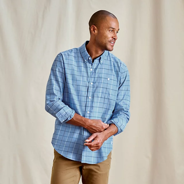 orvis Country Twill Long-Sleeve Button-Down Shirt BLUE JAY/TRUE NAVY