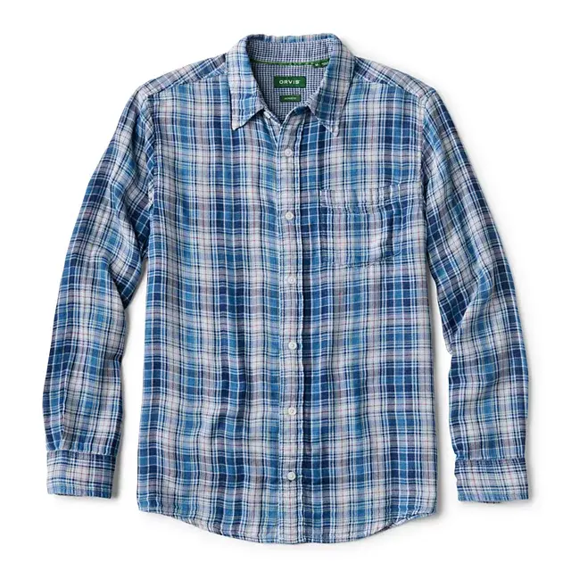 orvis Double-Face Long-Sleeve Shirt TRUE NAVY/RED CLAY