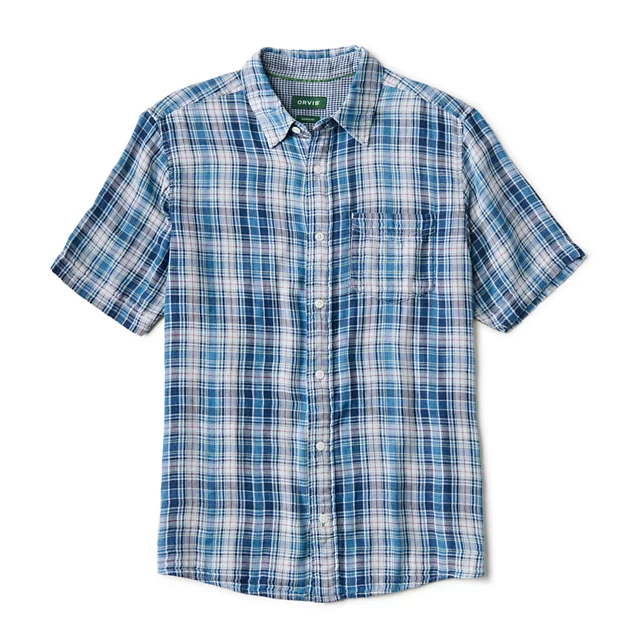 orvis Double-Face Short-Sleeve Shirt TRUE NAVY/RED CLAY