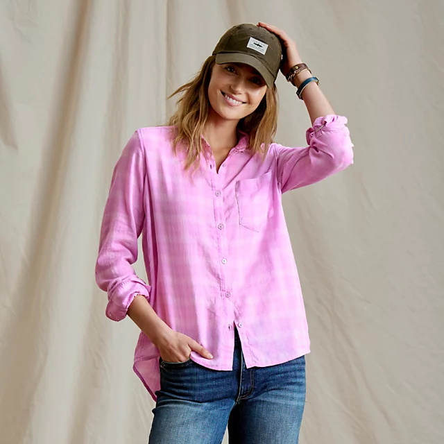 orvis Everyday Lightweight Plaid Long-Sleeve Boyfriend Shirt LILAC PLAID