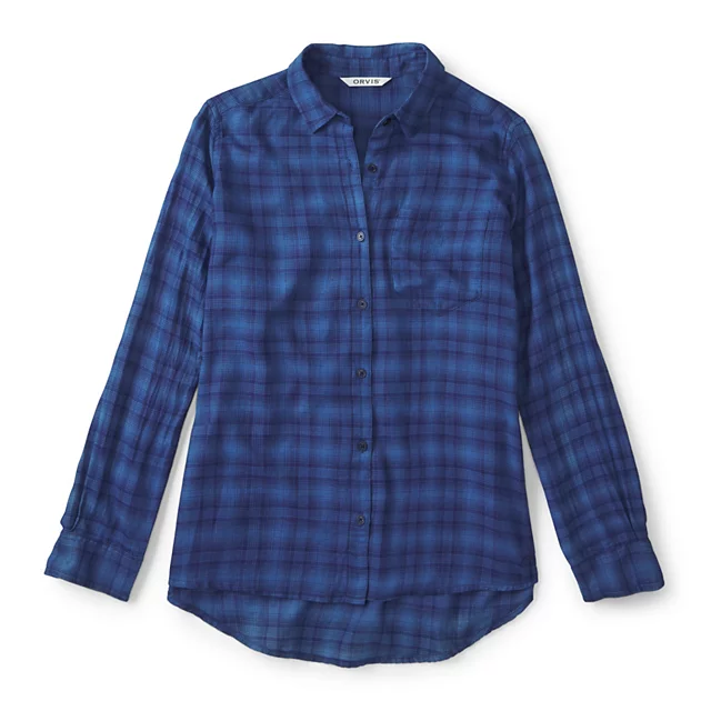 orvis Everyday Lightweight Plaid Long-Sleeve Boyfriend Shirt INDIGO PLAID
