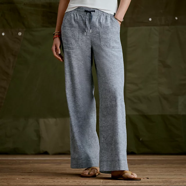 Orvis Explorer Performance Linen Wide-Leg Pants SHIITAKE