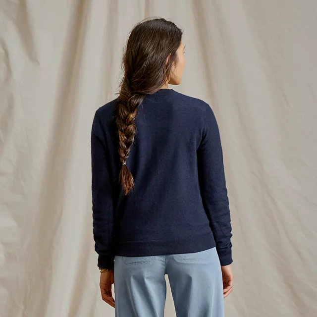 Orvis Featherweight Cashmere Crewneck Sweater TRUE NAVY