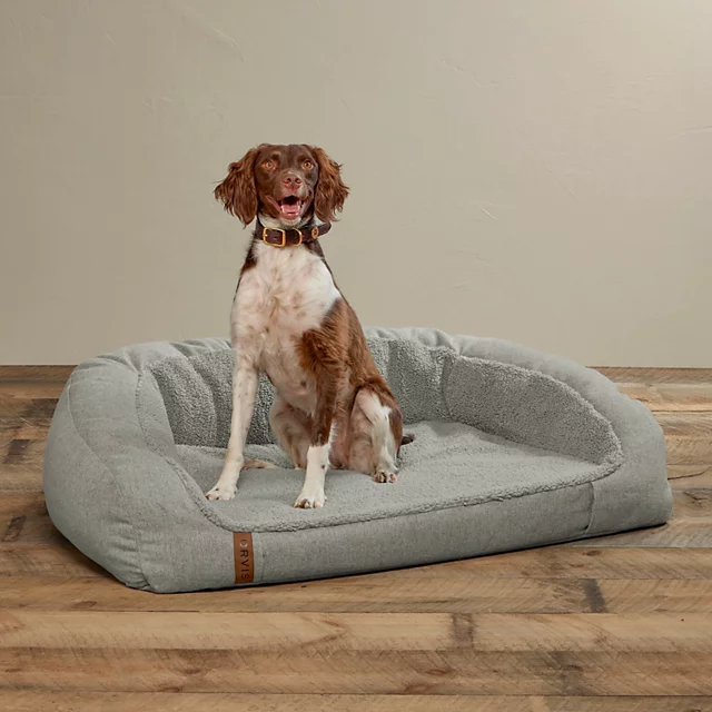Orvis FleeceLock® Memory Foam Couch Dog Bed LIGHT GRAY