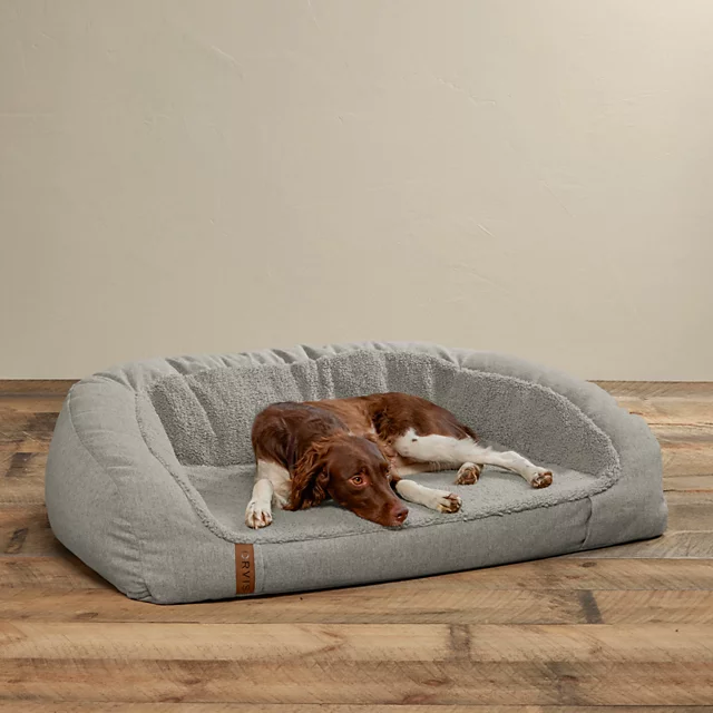 Orvis FleeceLock® Memory Foam Couch Dog Bed LIGHT GRAY