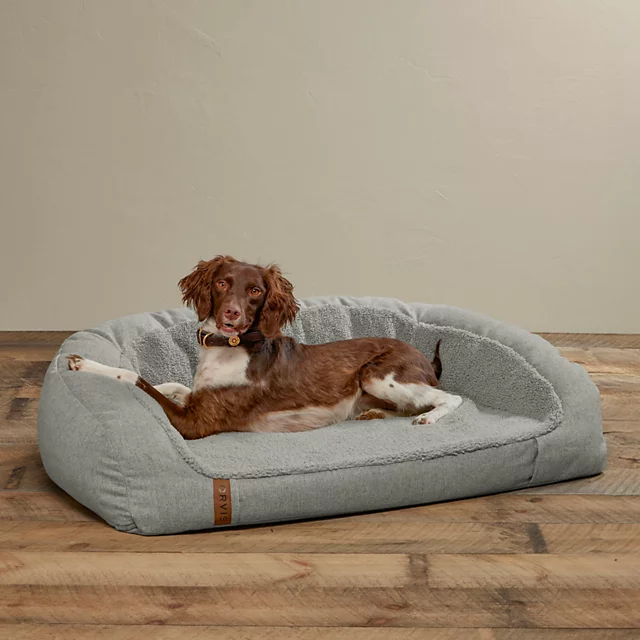orvis FleeceLock® Memory Foam Couch Dog Bed LIGHT GRAY