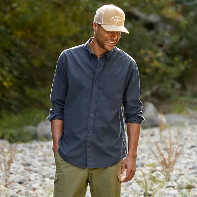 Orvis Garment-Dyed Poplin Long-Sleeve Shirt TRUE NAVY