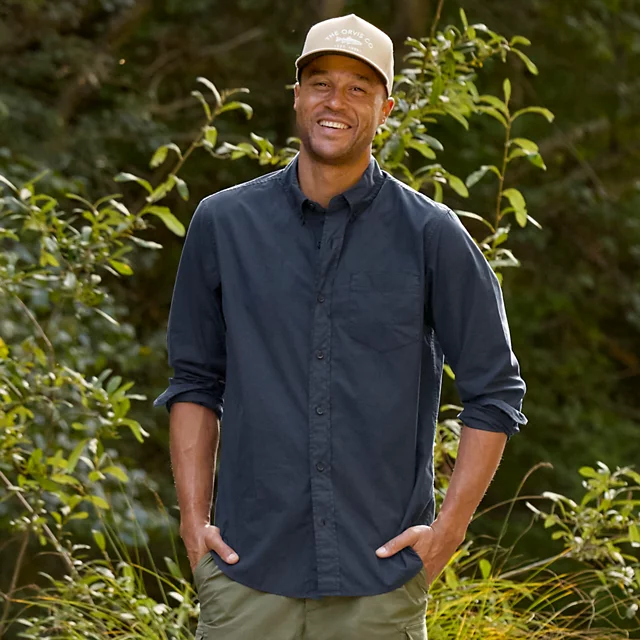 orvis Garment-Dyed Poplin Long-Sleeve Shirt TRUE NAVY