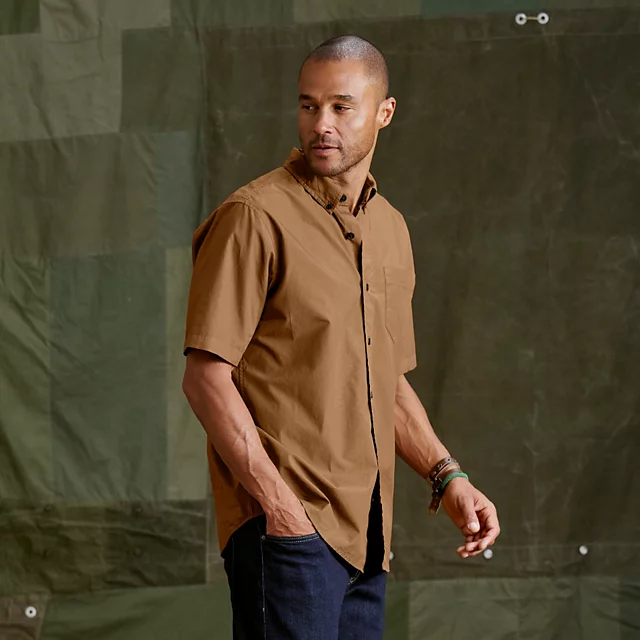 Orvis Garment-Dyed Poplin Short-Sleeve Shirt FIELD KHAKI