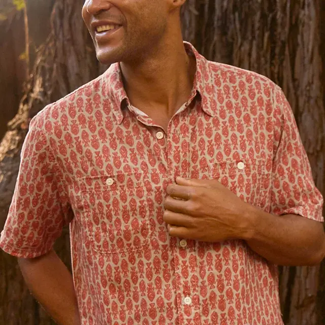 Orvis Hemp/TENCEL™ Short-Sleeve Shirt RED CLAY FISH