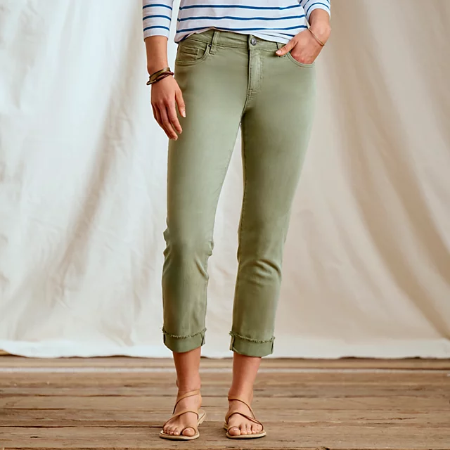 orvis Kut from the Kloth® Amy Stretch Twill Cropped Chinos OLIVINE EXCLUSIVE