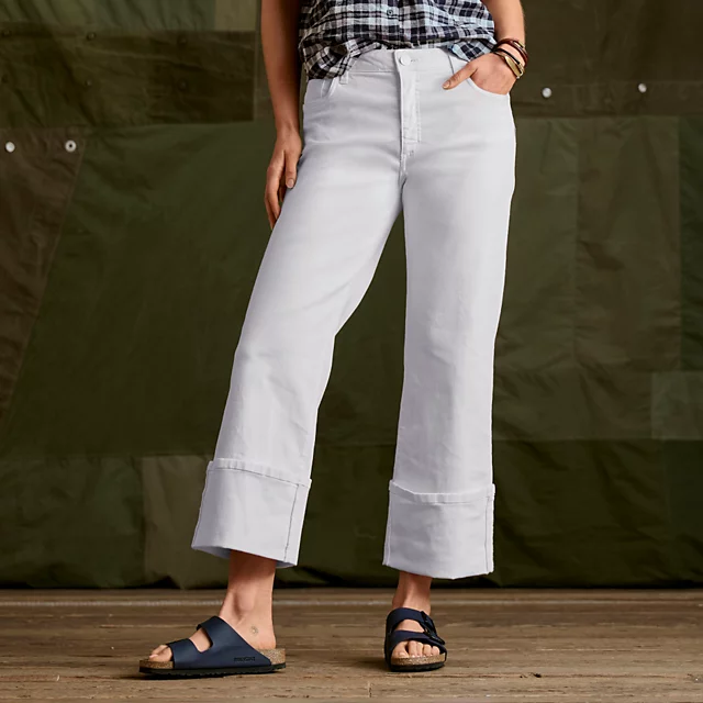 orvis Kut from the Kloth® Charlotte High-Rise Wide-Leg Cuffed Jeans WHITE