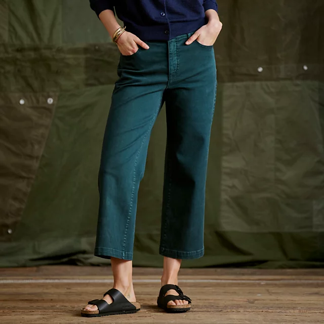 orvis Kut from the Kloth® Charlotte Twill High-Rise Wide-Leg Jeans PEACOCK