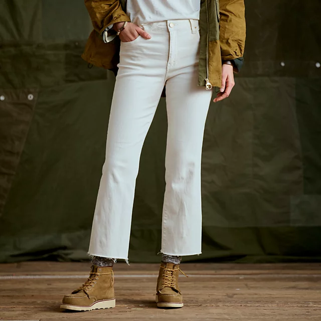 orvis Kut from the Kloth® Kelsey Cropped Flare Jeans ECRU