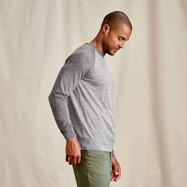 Orvis Lightweight Merino Crewneck Sweater DARK GREY/LIGHT GREY COLORBLOCK