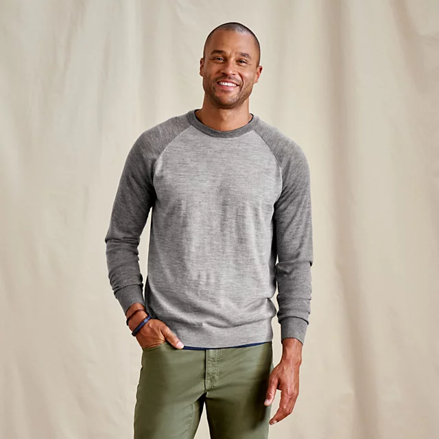 orvis Lightweight Merino Crewneck Sweater DARK GREY/LIGHT GREY COLORBLOCK