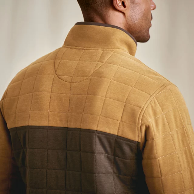 Orvis Men’s Battenkill Colorblock Quilted 1/4-Snap Sweatshirt FIELD KHAKI/ESPRESSO