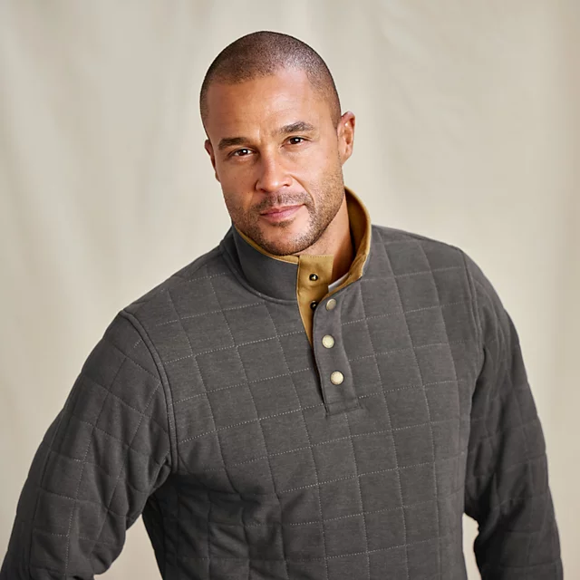Orvis Men’s Battenkill Quilted 1/4-Snap Sweatshirt CHARCOAL HEATHER