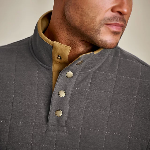 Orvis Men’s Battenkill Quilted 1/4-Snap Sweatshirt CHARCOAL HEATHER