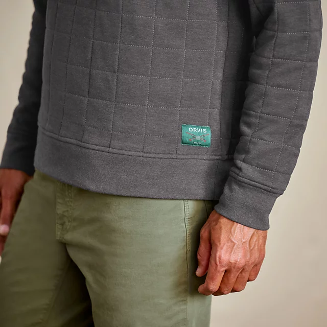 Orvis Men’s Battenkill Quilted 1/4-Snap Sweatshirt CHARCOAL HEATHER