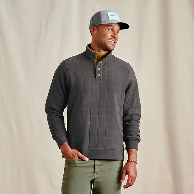 orvis Men’s Battenkill Quilted 1/4-Snap Sweatshirt CHARCOAL HEATHER